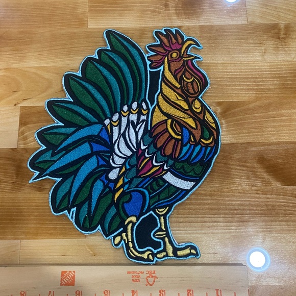 TRIBAL ROOSTER mandala embroidery iron on patch - Picture 1 of 3